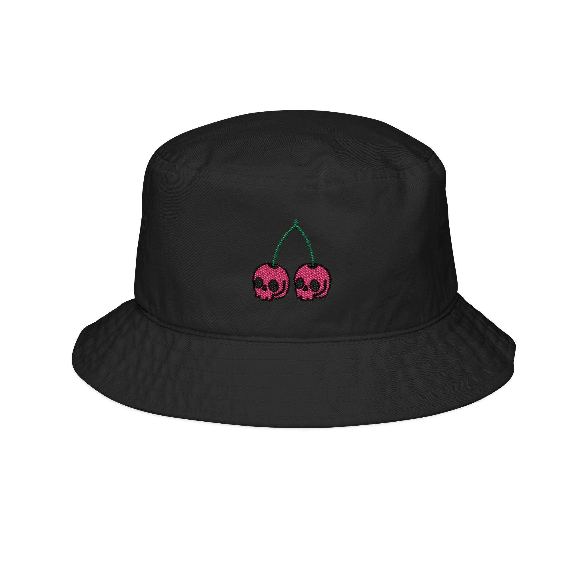 Embroidered Skull Cherries Bucket Hat